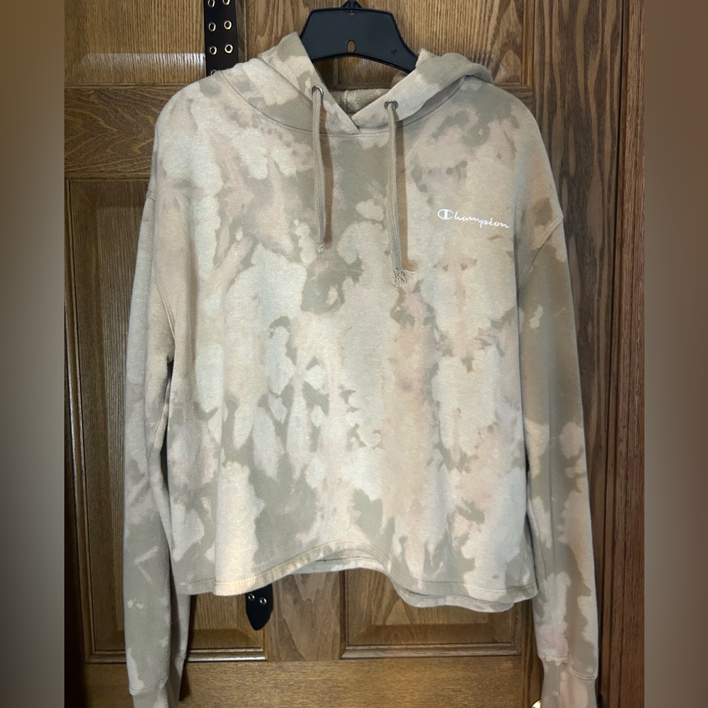 champion tan bleach-dye hoodie